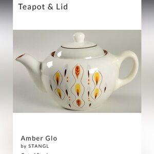 Stangl Pottery Amber Glo Ceramic Teapot with Artistic Design